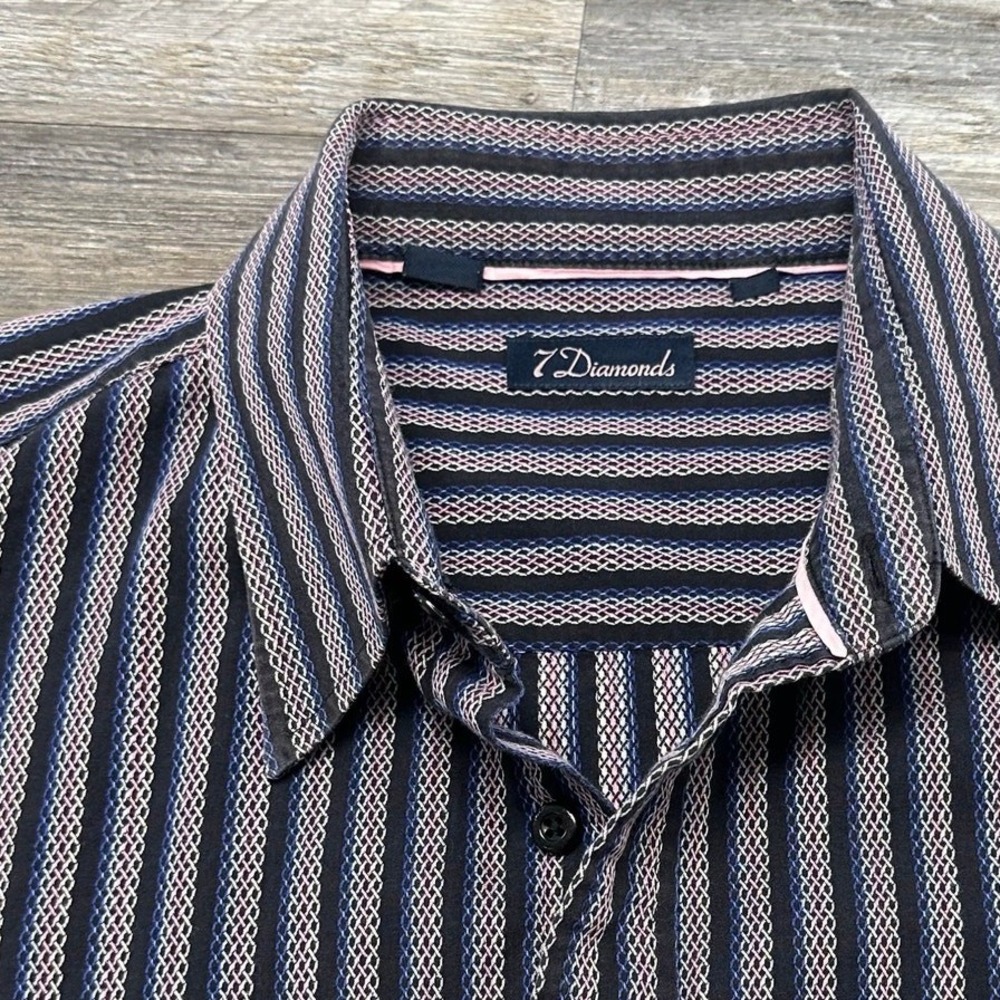 7 Diamonds Shirt Striped Multicolor‎ Mens XXL Colorful Preppy Button Up Shirt